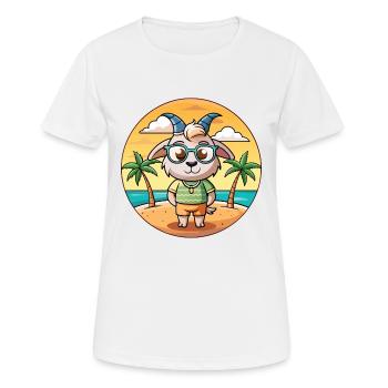 Ziege Lustige Cartoon Sommer Strand Sonnenbrille - Frauen T-Shirt atmungsaktiv - Weiß - Vorne - AI Model Female 172 dark (172cm)