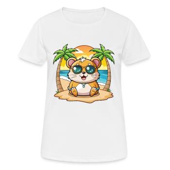 Hamster Funny Cartoon Summer Beach Sunglasses - Women's Breathable T-Shirt - white - Front - AI Model Female 172 dark (172cm)