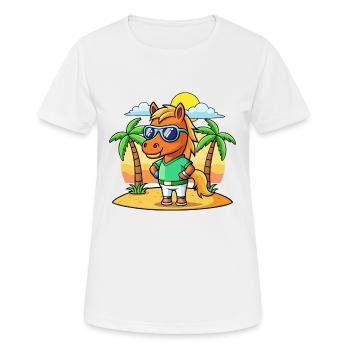Pferd Lustige Cartoon Sommer Strand Sonnenbrille - Frauen T-Shirt atmungsaktiv - Weiß - Vorne - AI Model Female 172 dark (172cm)