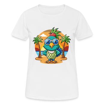Peacock Funny Cartoon Summer Beach Sunglasses - Women's Breathable T-Shirt - white - Front - AI Model Female 172 dark (172cm)