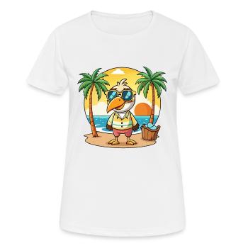 Pelikan Lustige Cartoon Sommer Strand Sonnenbrille - Frauen T-Shirt atmungsaktiv - Weiß - Vorne - AI Model Female 172 dark (172cm)