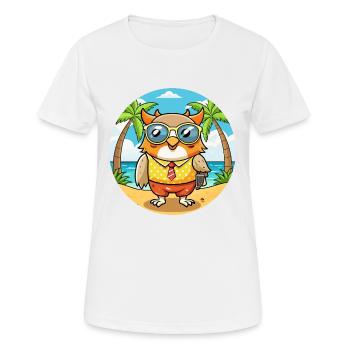 Eule Lustige Cartoon Sommer Strand Sonnenbrille - Frauen T-Shirt atmungsaktiv - Weiß - Vorne - AI Model Female 172 dark (172cm)