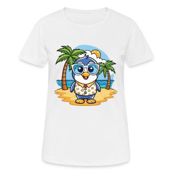 Penguin Funny Cartoon Summer Beach Sunglasses - Women's Breathable T-Shirt - white - Front - AI Model Female 172 dark (172cm)