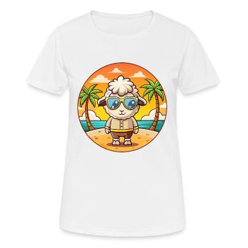 Schaf Lustige Cartoon Sommer Strand Sonnenbrille - Frauen T-Shirt atmungsaktiv - Weiß - Vorne - AI Model Female 172 dark (172cm)