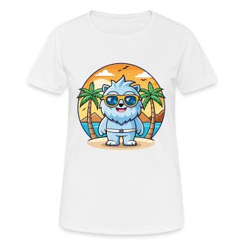 Yeti Lustige Cartoon Sommer Strand Sonnenbrille - Frauen T-Shirt atmungsaktiv - Weiß - Vorne - AI Model Female 172 dark (172cm)