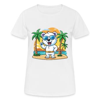 Polar Bear Funny Cartoon Summer Beach Sunglasses - Women's Breathable T-Shirt - white - Front - AI Model Female 172 dark (172cm)