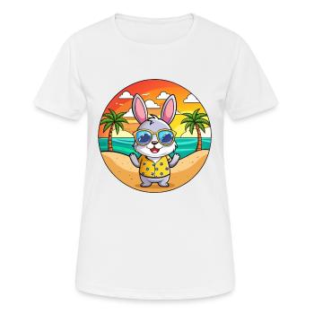 Kaninchen Lustige Cartoon Sommer Strand Sonnenbrille - Frauen T-Shirt atmungsaktiv - Weiß - Vorne - AI Model Female 172 dark (172cm)