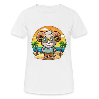 Ram Lustige Cartoon Sommer Strand Sonnenbrille - Frauen T-Shirt atmungsaktiv - Weiß - Vorne - AI Model Female 172 dark (172cm)