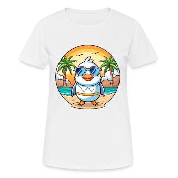 Seagull Funny Cartoon Summer Beach Sunglasses - Women's Breathable T-Shirt - white - Front - AI Model Female 172 dark (172cm)