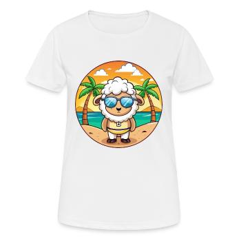 Schaf Lustige Cartoon Sommer Strand Sonnenbrille - Frauen T-Shirt atmungsaktiv - Weiß - Vorne - AI Model Female 172 dark (172cm)