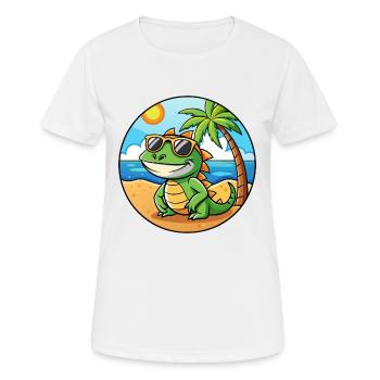 Lunettes de soleil de plage d’été de dessin animé drôle de lézard - T-shirt respirant Femme - blanc - Devant - AI Model Female 172 dark (172cm)