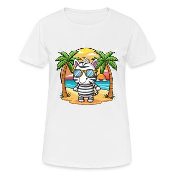 Zebra Lustige Cartoon Sommer Strand Sonnenbrille - Frauen T-Shirt atmungsaktiv - Weiß - Vorne - AI Model Female 172 dark (172cm)
