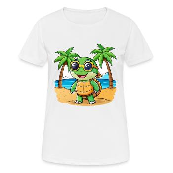 Schildkröte Lustige Cartoon Sommer Strand Sonnenbrille - Frauen T-Shirt atmungsaktiv - Weiß - Vorne - AI Model Female 172 dark (172cm)