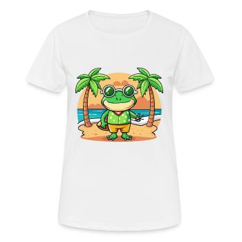 Lunettes de soleil de plage d’été de dessin animé drôle de grenouille - T-shirt respirant Femme - blanc - Devant - AI Model Female 172 dark (172cm)