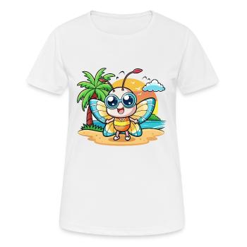 Schmetterling Lustige Cartoon Sommer Strand Sonnenbrille - Frauen T-Shirt atmungsaktiv - Weiß - Vorne - AI Model Female 172 dark (172cm)
