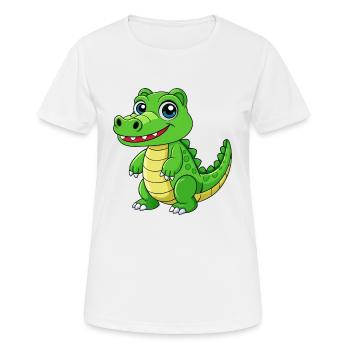 Crocodile Mignon Mascotte Personnage De Dessin Animé Kawaii - T-shirt respirant Femme - blanc - Devant - AI Model Female 172 dark (172cm)