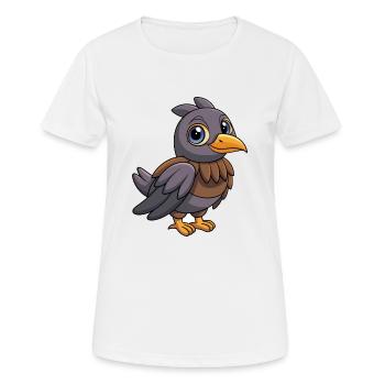Krähe Niedliche Maskottchen Zeichentrickfigur Kawaii - Frauen T-Shirt atmungsaktiv - Weiß - Vorne - AI Model Female 172 dark (172cm)