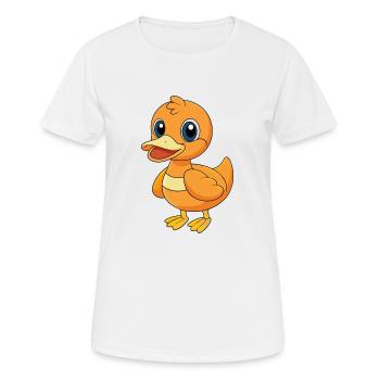 Duck Cute Mascot Cartoon Character Kawaii - Women's Breathable T-Shirt - white - Front - AI Model Female 172 dark (172cm)