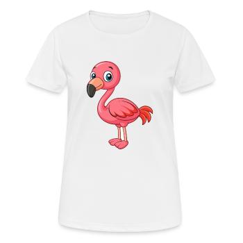 Flamingo Cute Mascot Cartoon Character Kawaii - Women's Breathable T-Shirt - white - Front - AI Model Female 172 dark (172cm)
