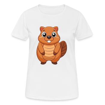 Beaver Cute Mascot Cartoon Character Kawaii - Women's Breathable T-Shirt - white - Front - AI Model Female 172 dark (172cm)