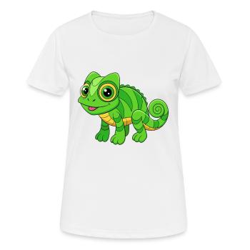 Chameleon Cute Mascot Cartoon Character Kawaii - Women's Breathable T-Shirt - white - Front - AI Model Female 172 dark (172cm)