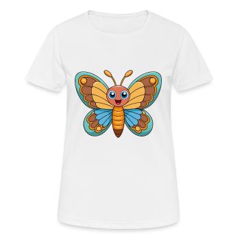 Butterfly Cute Mascot Cartoon Character Kawaii - Women's Breathable T-Shirt - white - Front - AI Model Female 172 dark (172cm)