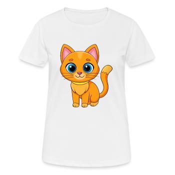 Cat Cute Mascot Cartoon Character Kawaii - Women's Breathable T-Shirt - white - Front - AI Model Female 172 dark (172cm)