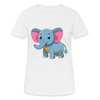 Elephant Cute Mascot Cartoon Character Kawaii - Women's Breathable T-Shirt - white - Front - AI Model Female 172 dark (172cm)