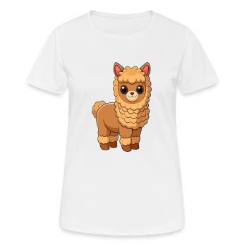Alpaka Niedliche Maskottchen Zeichentrickfigur Kawaii - Frauen T-Shirt atmungsaktiv - Weiß - Vorne - AI Model Female 172 dark (172cm)