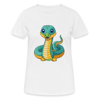 Anaconda Niedliche Maskottchen Zeichentrickfigur Kawaii - Frauen T-Shirt atmungsaktiv - Weiß - Vorne - AI Model Female 172 dark (172cm)