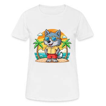 Wolf Lustige Cartoon Sommer Strand Sonnenbrille - Frauen T-Shirt atmungsaktiv - Weiß - Vorne - AI Model Female 172 dark (172cm)