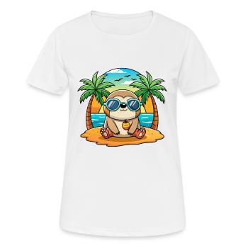 Sloth Funny Cartoon Summer Beach Sunglasses - Women's Breathable T-Shirt - white - Front - AI Model Female 172 dark (172cm)