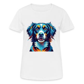 Sabueso Español Hunderasse Bunt Karikatur Kawaii - Frauen T-Shirt atmungsaktiv - Weiß - Vorne - AI Model Female 172 dark (172cm)