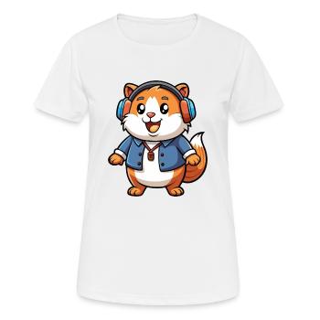 Cochon d’Inde Drôle Dessin Animé Personnage Casque Musique - T-shirt respirant Femme - blanc - Devant - AI Model Female 172 dark (172cm)