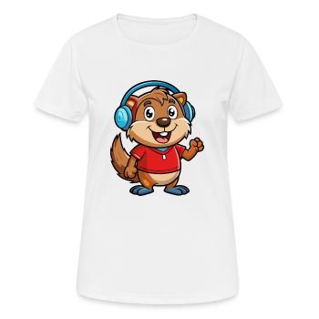 Und täglich grüßt das Murmeltier Lustige Zeichentrickfigur Kopfhörermusik - Frauen T-Shirt atmungsaktiv - Weiß - Vorne - AI Model Female 172 dark (172cm)