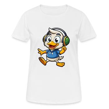 Canard Drôle Dessin Animé Personnage Casque Musique - T-shirt respirant Femme - blanc - Devant - AI Model Female 172 dark (172cm)