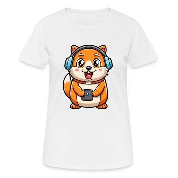 Hamster Drôle Dessin Animé Personnage Casque Musique - T-shirt respirant Femme - blanc - Devant - AI Model Female 172 dark (172cm)