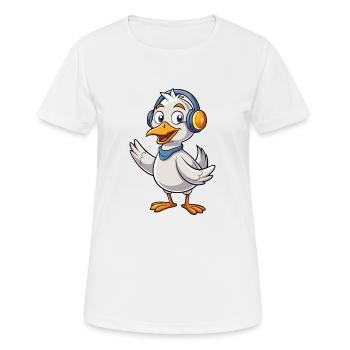 Gans Lustige Zeichentrickfigur Kopfhörer Musik - Frauen T-Shirt atmungsaktiv - Weiß - Vorne - AI Model Female 172 dark (172cm)