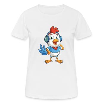 poulet drôle dessin animé personnage casque musique - T-shirt respirant Femme - blanc - Devant - AI Model Female 172 dark (172cm)