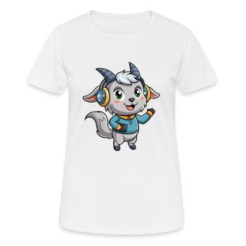 Ziege Lustige Zeichentrickfigur Kopfhörer Musik - Frauen T-Shirt atmungsaktiv - Weiß - Vorne - AI Model Female 172 dark (172cm)