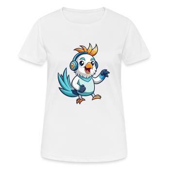 Cockatoo Funny Cartoon Character Headphone Music - Women's Breathable T-Shirt - white - Front - AI Model Female 172 dark (172cm)