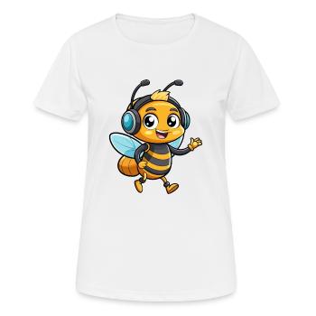 Bee Funny Cartoon Character Musique de casque - T-shirt respirant Femme - blanc - Devant - AI Model Female 172 dark (172cm)