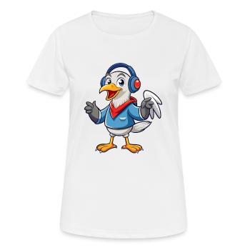Albatross Funny Cartoon Character Headphone Music - Women's Breathable T-Shirt - white - Front - AI Model Female 172 dark (172cm)