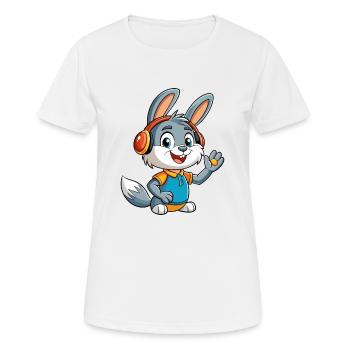 Kaninchen Lustige Cartoon Figur Kopfhörer Musik - Frauen T-Shirt atmungsaktiv - Weiß - Vorne - AI Model Female 172 dark (172cm)