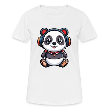 Panda Lustige Zeichentrickfigur Kopfhörer Musik - Frauen T-Shirt atmungsaktiv - Weiß - Vorne - AI Model Female 172 dark (172cm)