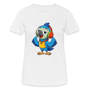 Papagei Lustige Zeichentrickfigur Kopfhörer Musik - Frauen T-Shirt atmungsaktiv - Weiß - Vorne - AI Model Female 172 dark (172cm)