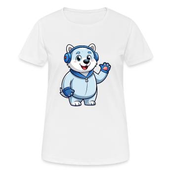 Polar Bear Funny Cartoon Character Headphone Music - Women's Breathable T-Shirt - white - Front - AI Model Female 172 dark (172cm)