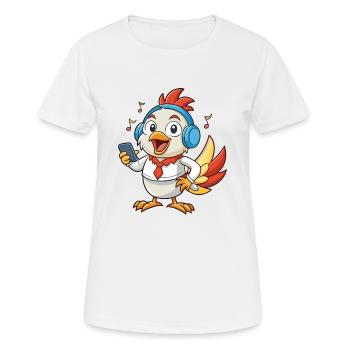 Poulet Drôle Dessin Animé Personnage Casque Musique - T-shirt respirant Femme - blanc - Devant - AI Model Female 172 dark (172cm)