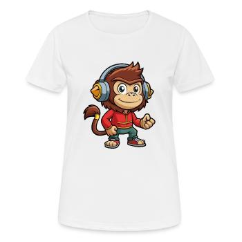 Affe Lustige Zeichentrickfigur Kopfhörer Musik - Frauen T-Shirt atmungsaktiv - Weiß - Vorne - AI Model Female 172 dark (172cm)