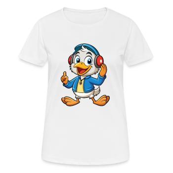Canard Drôle Dessin Animé Personnage Casque Musique - T-shirt respirant Femme - blanc - Devant - AI Model Female 172 dark (172cm)